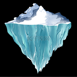 冰山上的企鹅图片_透明冰封冰山插画