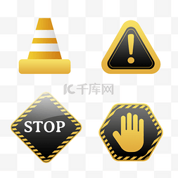 汽车认证标志图片_黄色障碍路牌标志