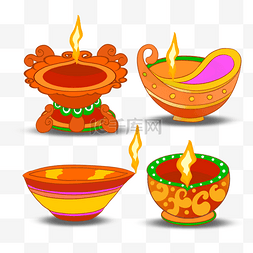 点燃的diwali印度节日油灯