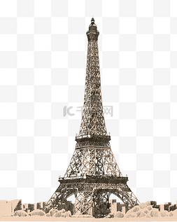 世界名胜建筑矢量图片_咖啡色铁塔手绘雕塑