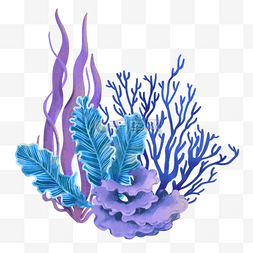 海底珊瑚线稿图片_海底海草海藻珊瑚丛