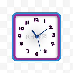 蓝紫色方形装饰时钟