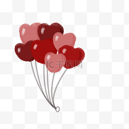 手绘粉红色爱心气球装饰