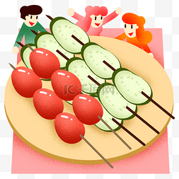 夏季烧烤素菜插画