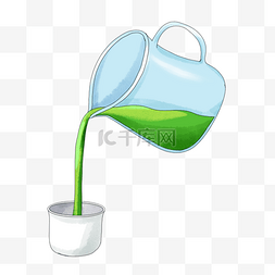 杯子倾倒图片_倾倒的绿茶的插画