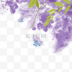 紫藤花长廊图片_中国风水墨蝴蝶植物