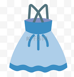 吊带裙装图片_女士蓝色吊带裙插画