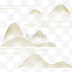 抽象画图片_金色金线山水画