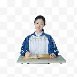 女学生写作业真人