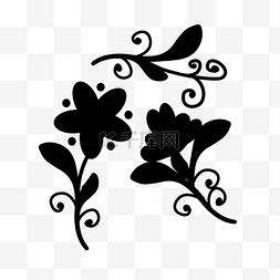 黑色手绘花朵线条元素svg