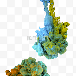 粉末彩色图片_绿色系彩色水溶墨水烟雾蘑菇云装