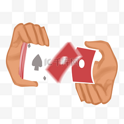 扑克牌插画图片_扑克牌洗牌手势插画