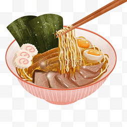 日本元素拉面图片_鱼板筷子汤碗竹笋鸡蛋美食日本拉