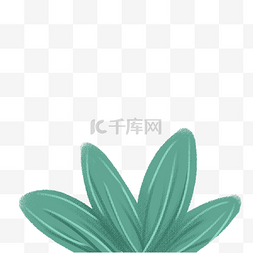 水彩绿色宽叶植物免抠图