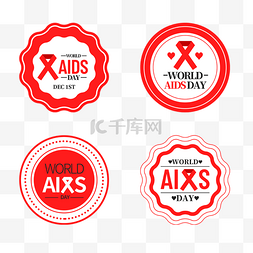 2016艾滋病日图片_world aids day红色几何徽章