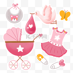 粉色婴儿主题贴纸