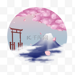 日式和风花图片_日式风景风情水彩画