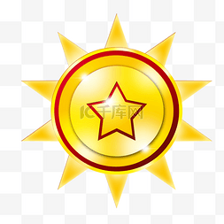 太阳徽章图片_太阳黄色徽章