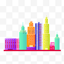 彩色渐变建筑图片_彩色渐变城市