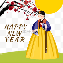 梅花花瓣图片_韩国新年梅花女孩