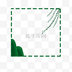 边框纹理绿色中国风山水画边框