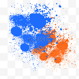 蓝色橙色双色互补不规则叠加颜料