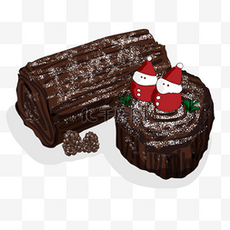 yule log cake圣诞草莓雪人