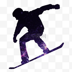 运动健身男性冬季滑雪剪影