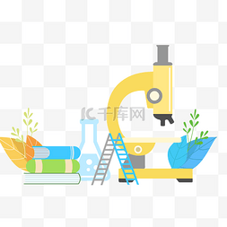 虚拟实验室图片_科技实验显微镜扁平风