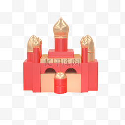 红色圆柱电商城堡元素