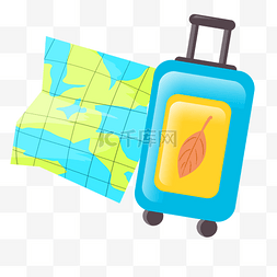 旅游行李箱和地图