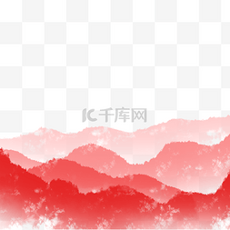 水彩山峦图片_红色水墨背景
