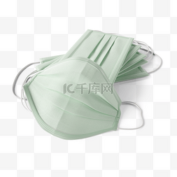 口罩一次性口罩图片_一叠绿色一次性口罩3d元素