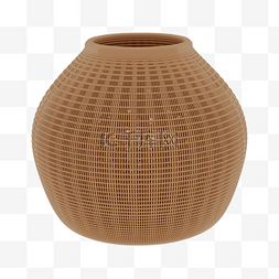 C4D立体空心装饰木质花瓶罐子