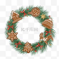 雪花麋鹿图片_糖饼圣诞树叶子圆环圣诞节装饰边