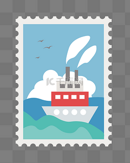 海上屋子图片_轮船邮票装饰