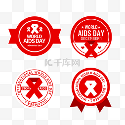 world aids day线条宣传徽章