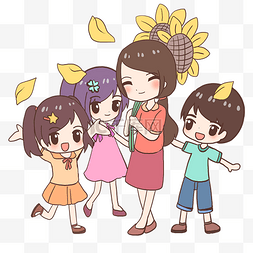 教师节的学生向日葵