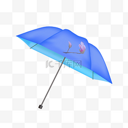 下雨的花图片_蓝色的雨伞