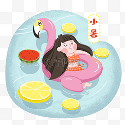 悠闲的图片_卡通女生悠闲的躺在游泳圈里