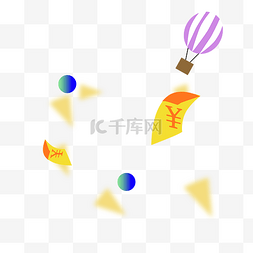 热气球彩带图片_漂浮热气球