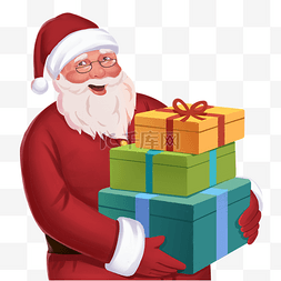 彩色圣诞礼盒圣诞老人插画