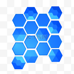 六边形组合图片_六边形蓝色倒角宝石组合
