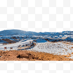 沙漠旅游图片_甘肃张掖晴天平山湖大峡谷雪景