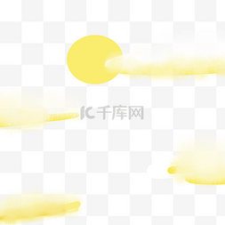 黄色天空白云图片_黄色的云朵和太阳免抠图