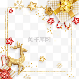 边框丝带金色图片_圣诞节金色边框
