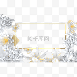 3d立体剪纸白色图片_白色花朵
