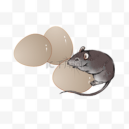 子鼠如意图片_2020鼠年生肖水墨子鼠鸡蛋