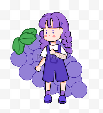 夏日葡萄女孩拟人卡通水果头像