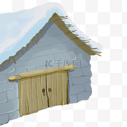 房屋冬季雪景图片_灰色冬季雪景插画